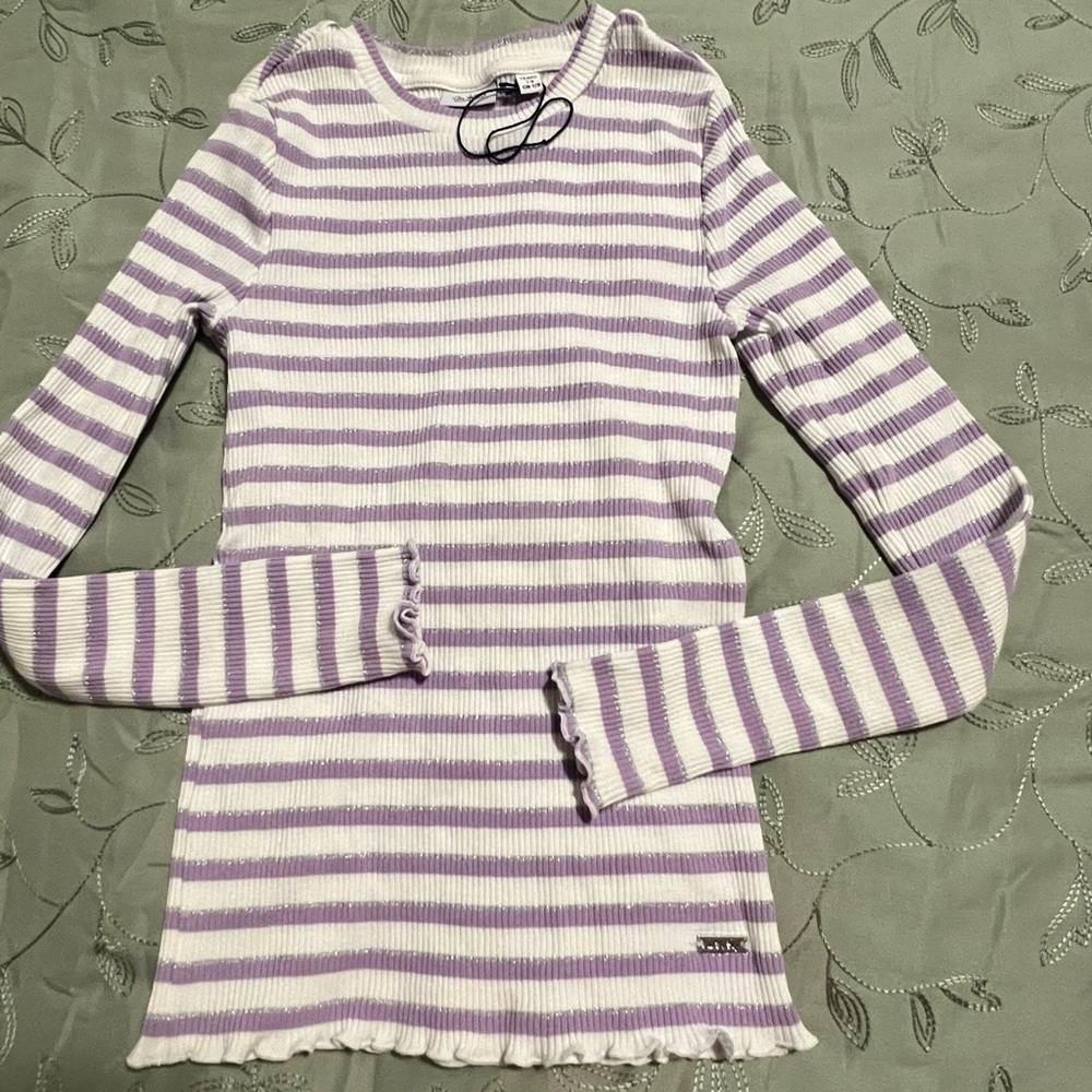 Charming Purple and White Striped Kids Sweater